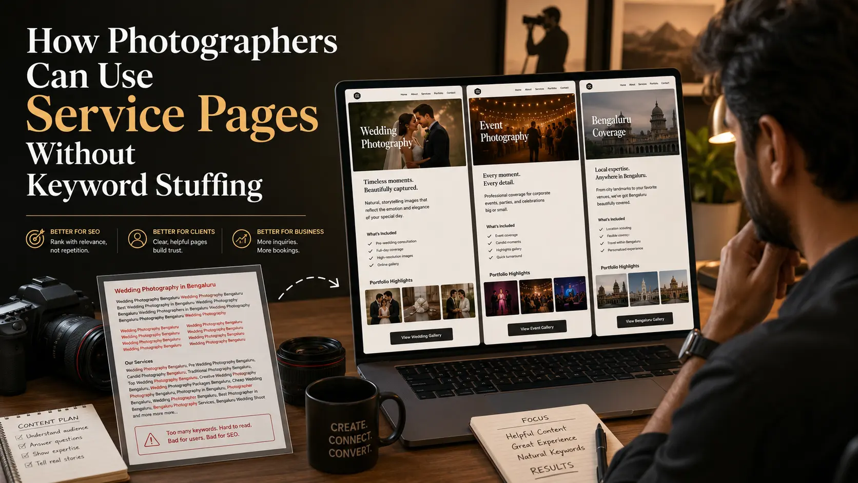 How Photographers Can Use Service Pages in the Website Without Keyword Stuffing