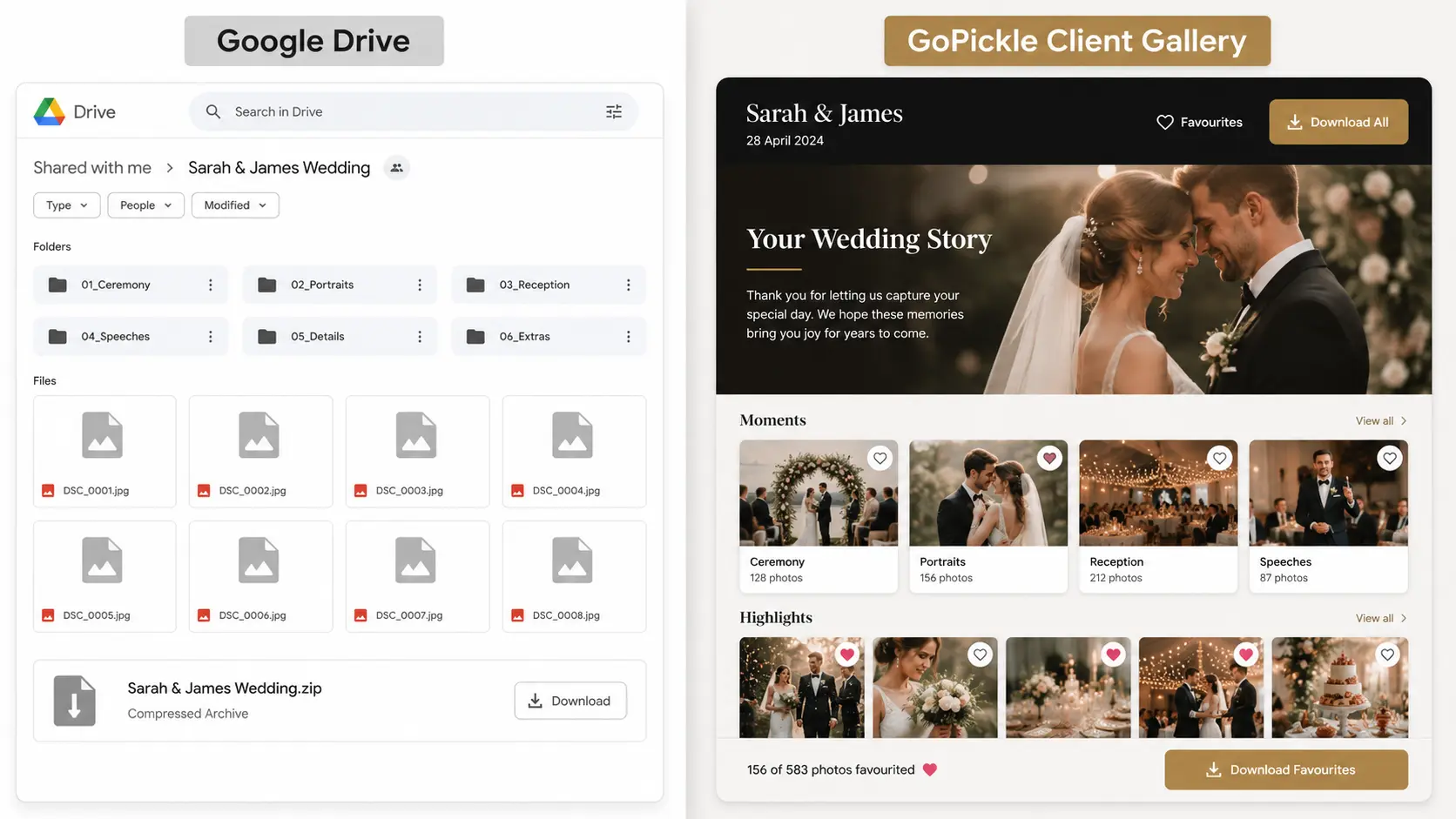 Google Drive vs GoPickle.ai Client Galleries: Which Is Better for Photo Delivery?