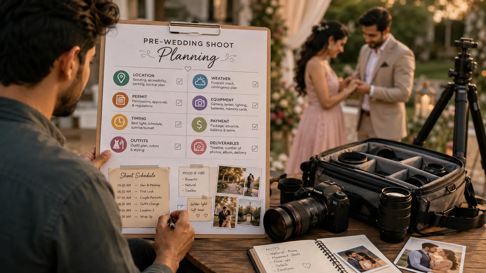 Pre-Wedding Shoot Planning Checklist for Photographers