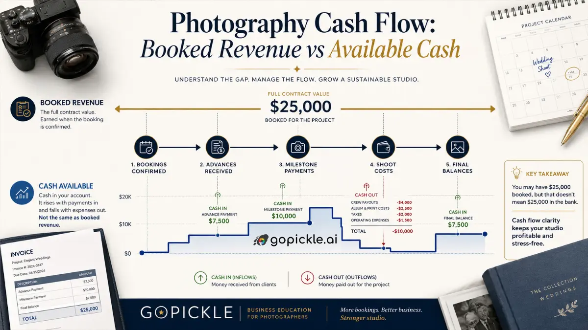 Photography Studio Cash-Flow Forecast: Plan Around Advances, Milestones and Seasonal Bookings