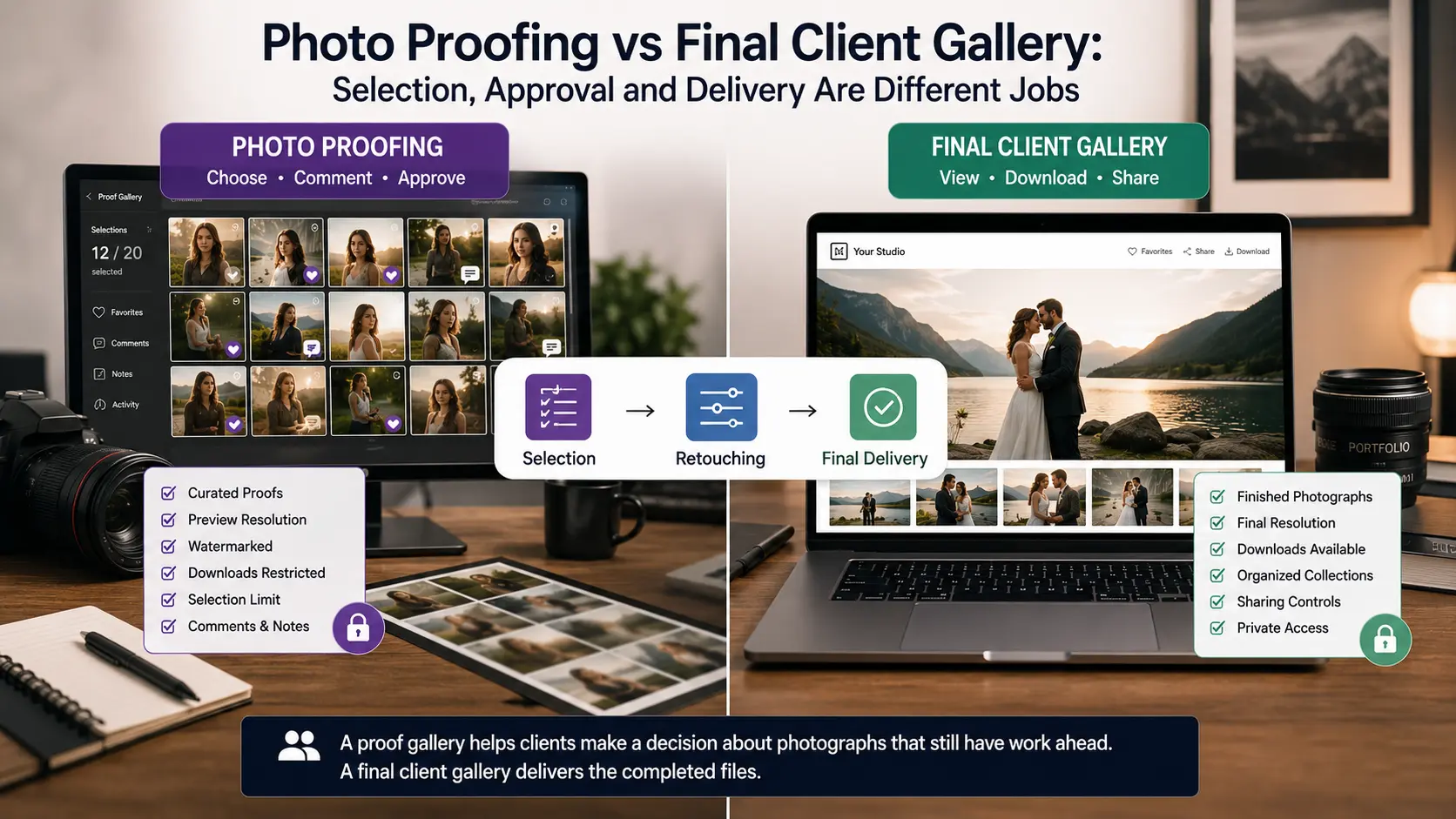 Photo Proofing vs Final Client Gallery: Selection, Approval and Delivery Are Different Jobs