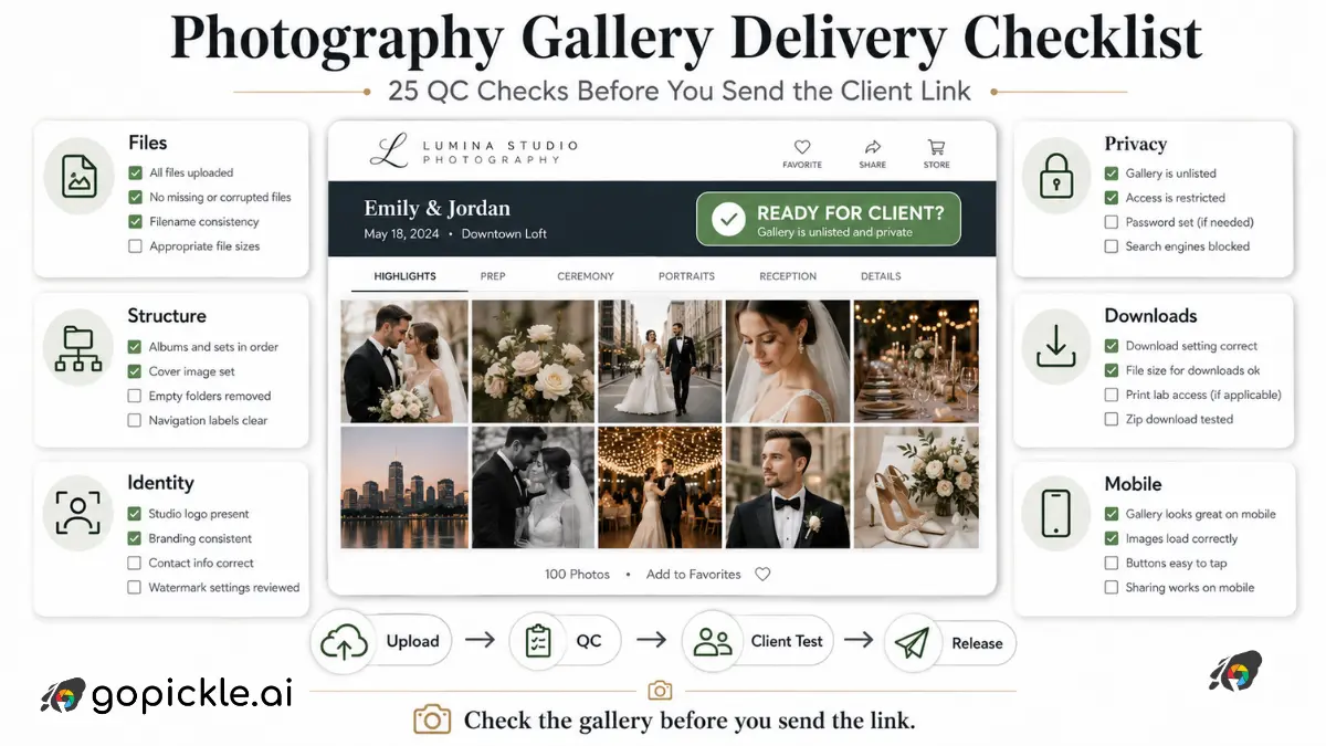 Photography Gallery Delivery Checklist: 25 QC Checks Before You Send the Client Link