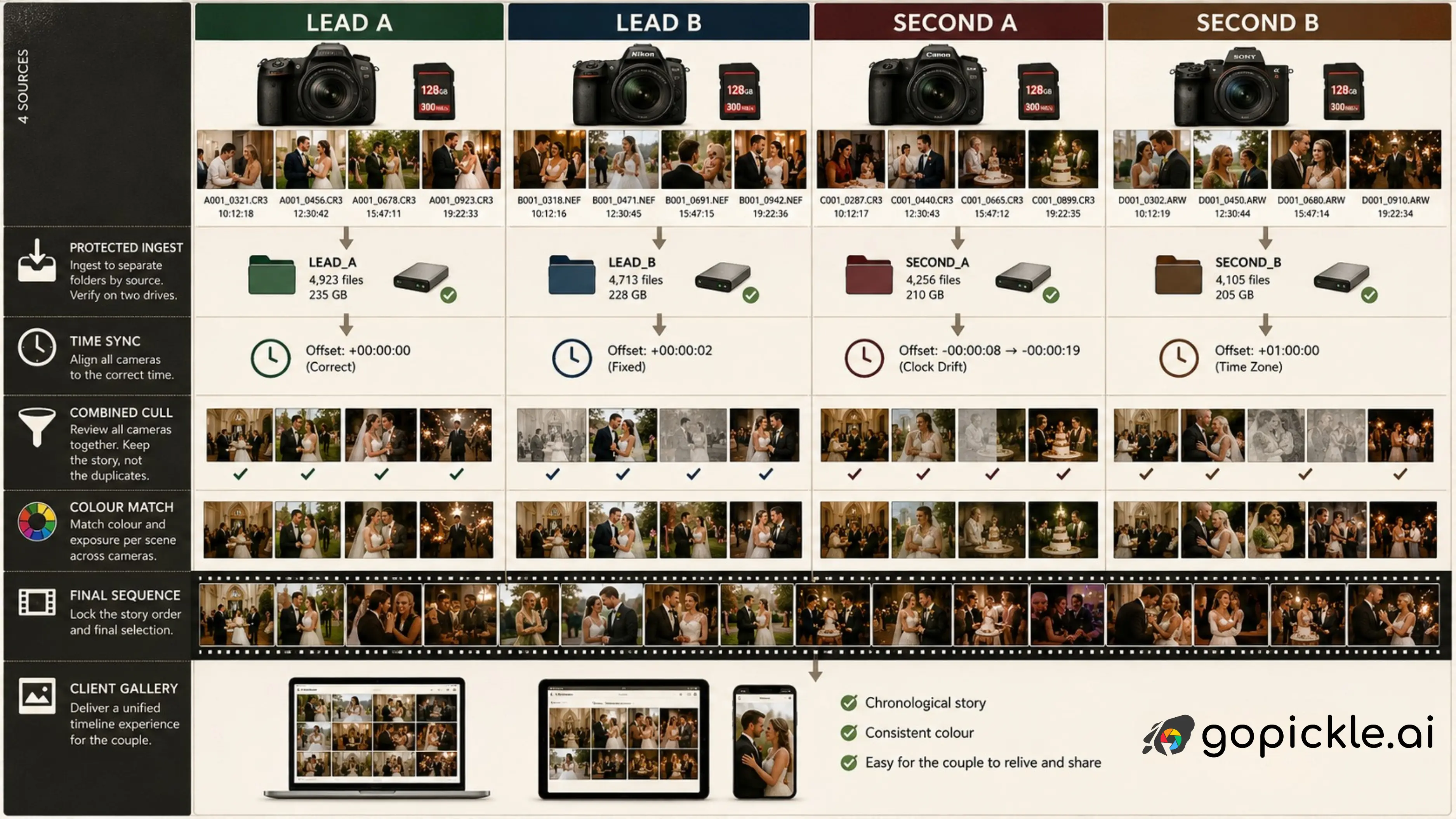 How to Merge Files From Multiple Photographers Without Breaking the Wedding Timeline
