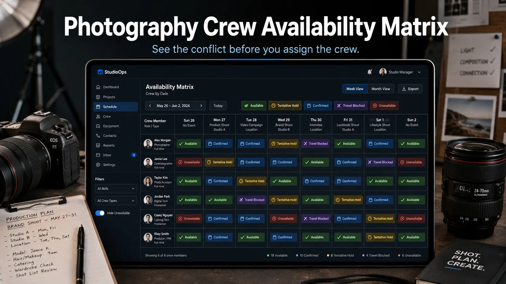 Photography Crew Availability Matrix: Prevent Double-Booking Freelancers and Staff