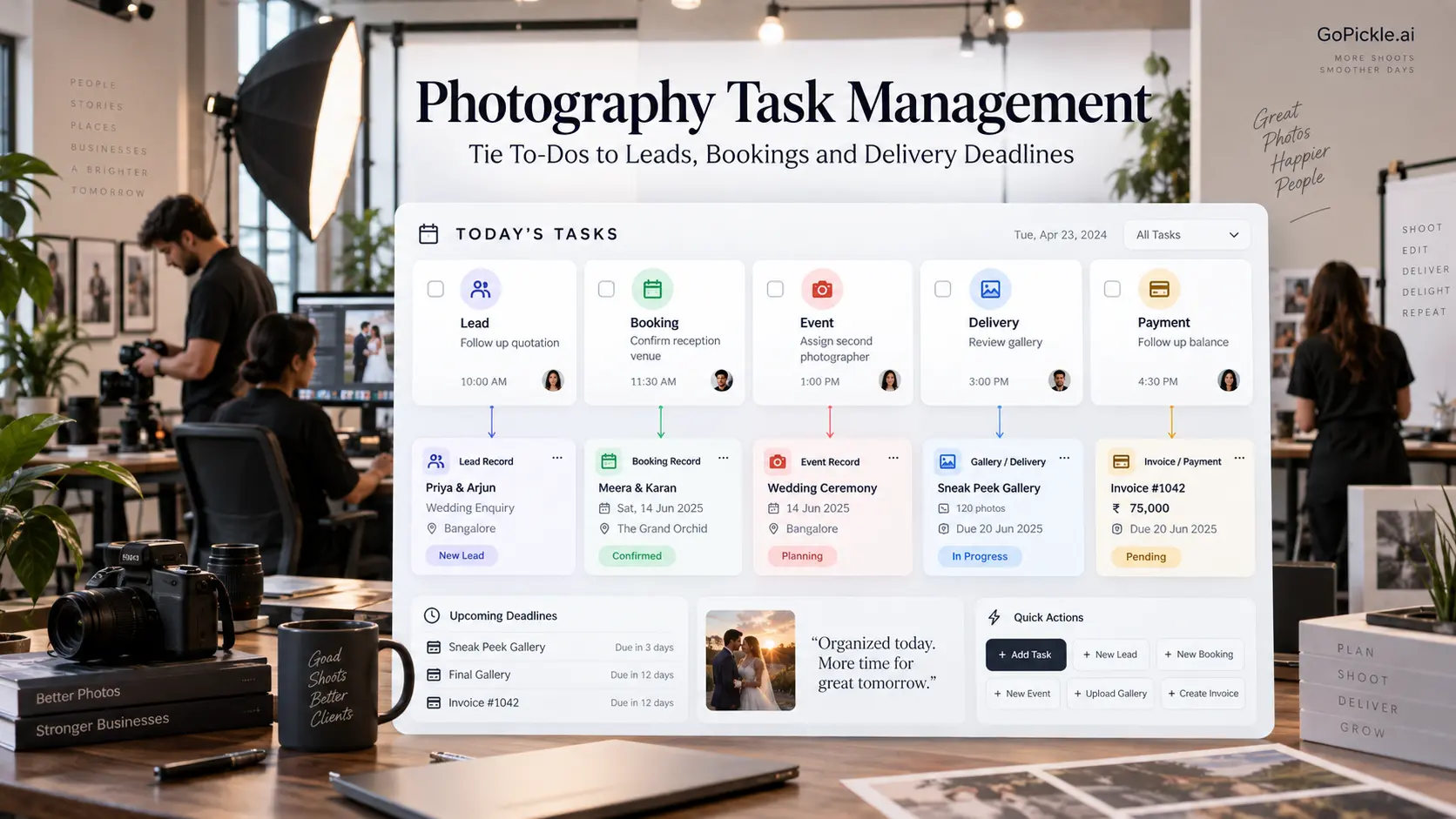 Photography Task Management: Tie To-Dos to Leads, Bookings and Delivery Deadlines