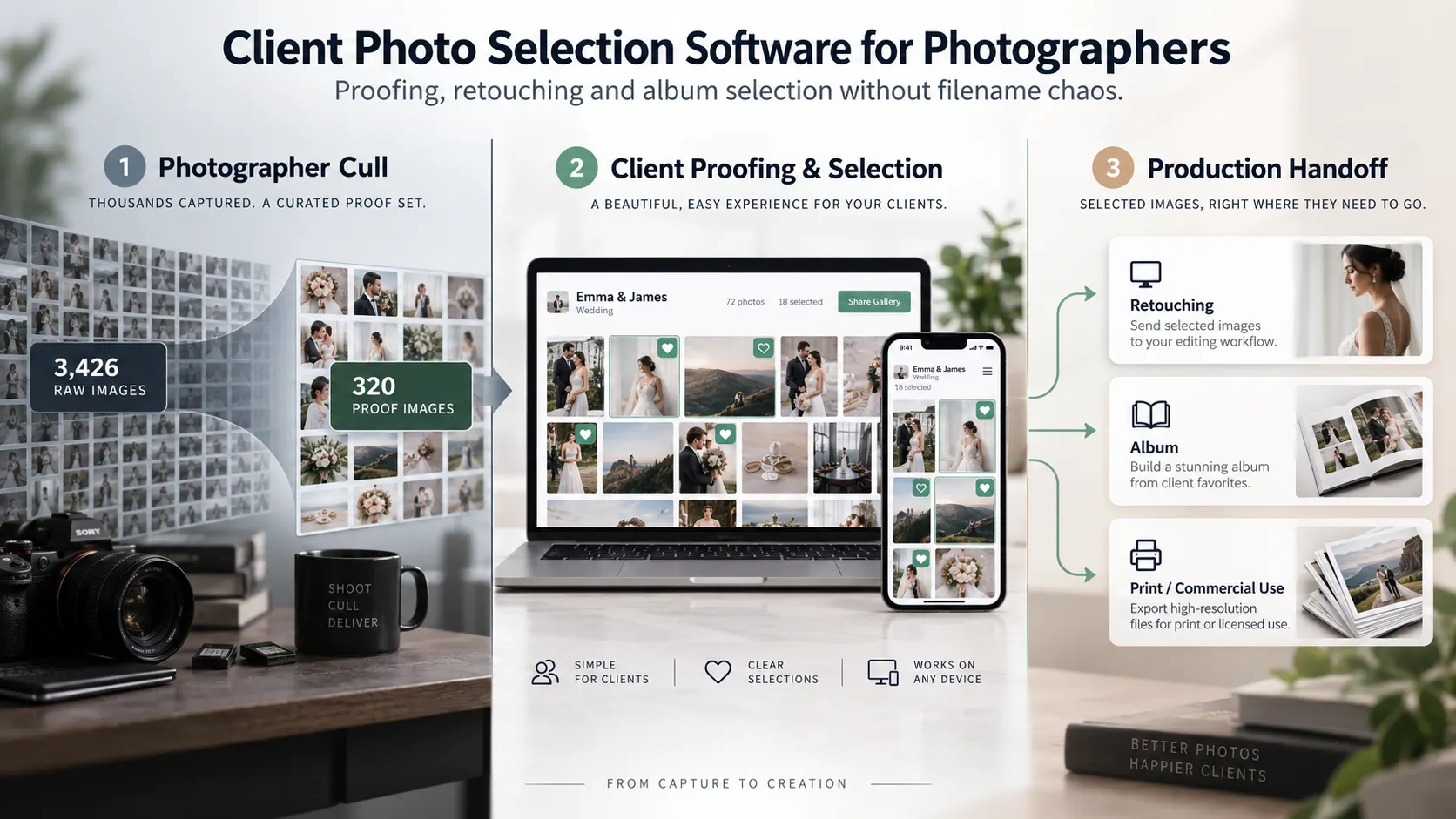 Client Photo Selection Software for Photographers: Proofing, Retouching and Album Selection