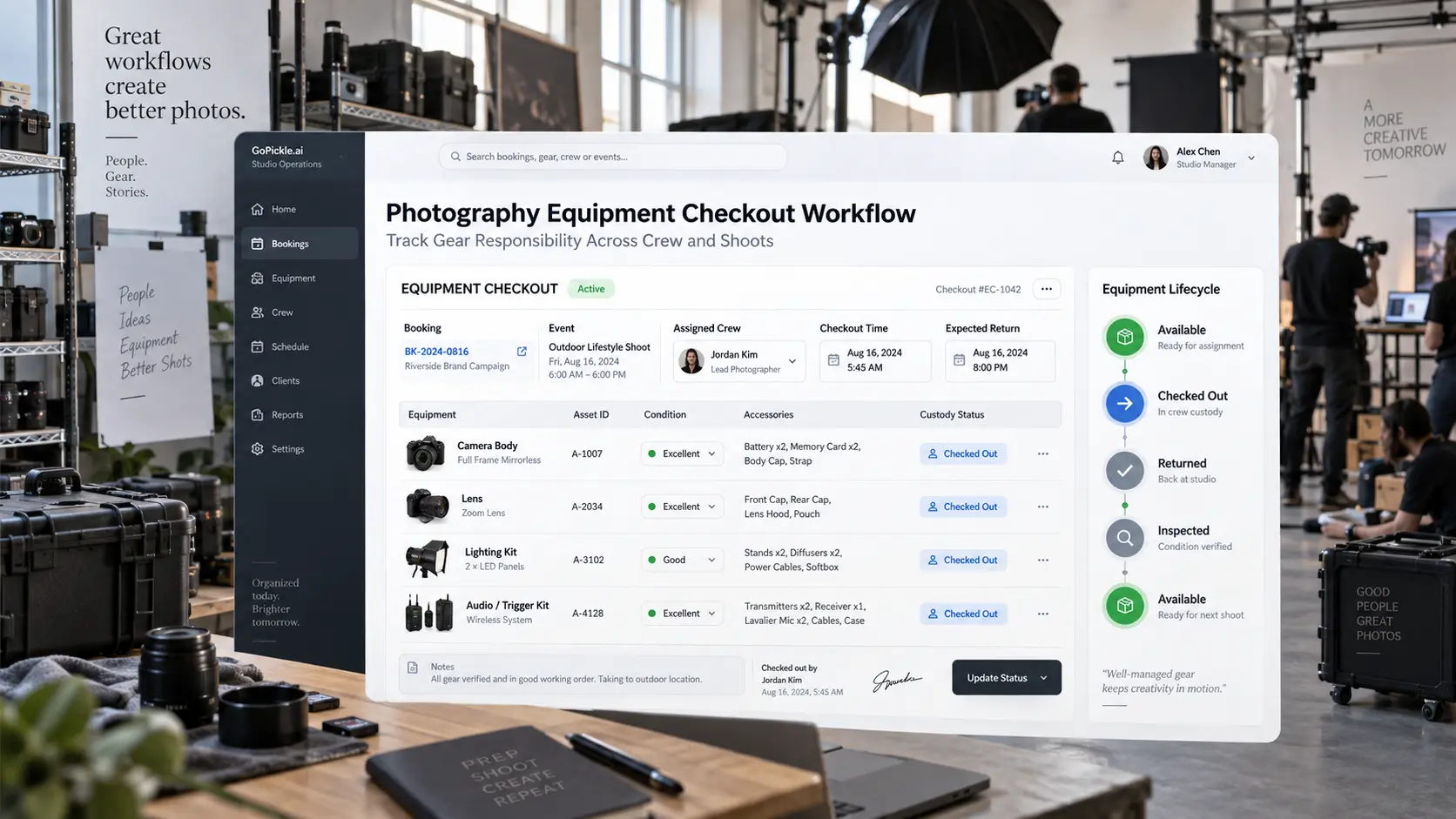 Photography Equipment Checkout Workflow: Track Gear Responsibility Across Crew and Shoots