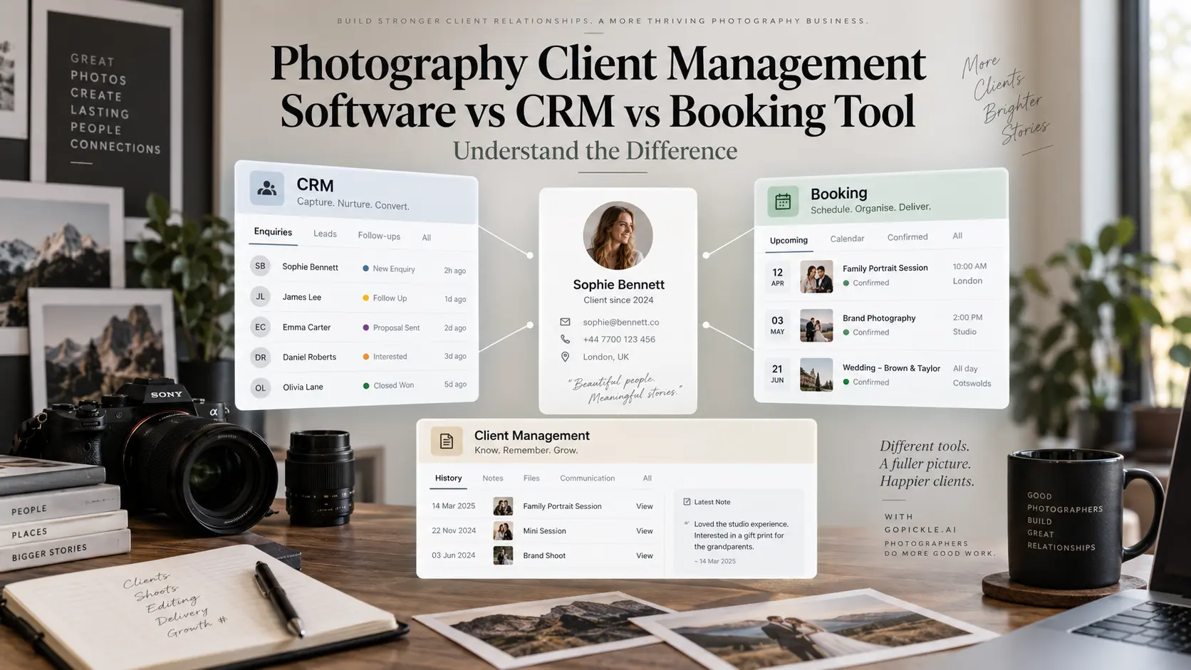 Photography Client Management Software vs CRM vs Booking Tool: Understand the Difference