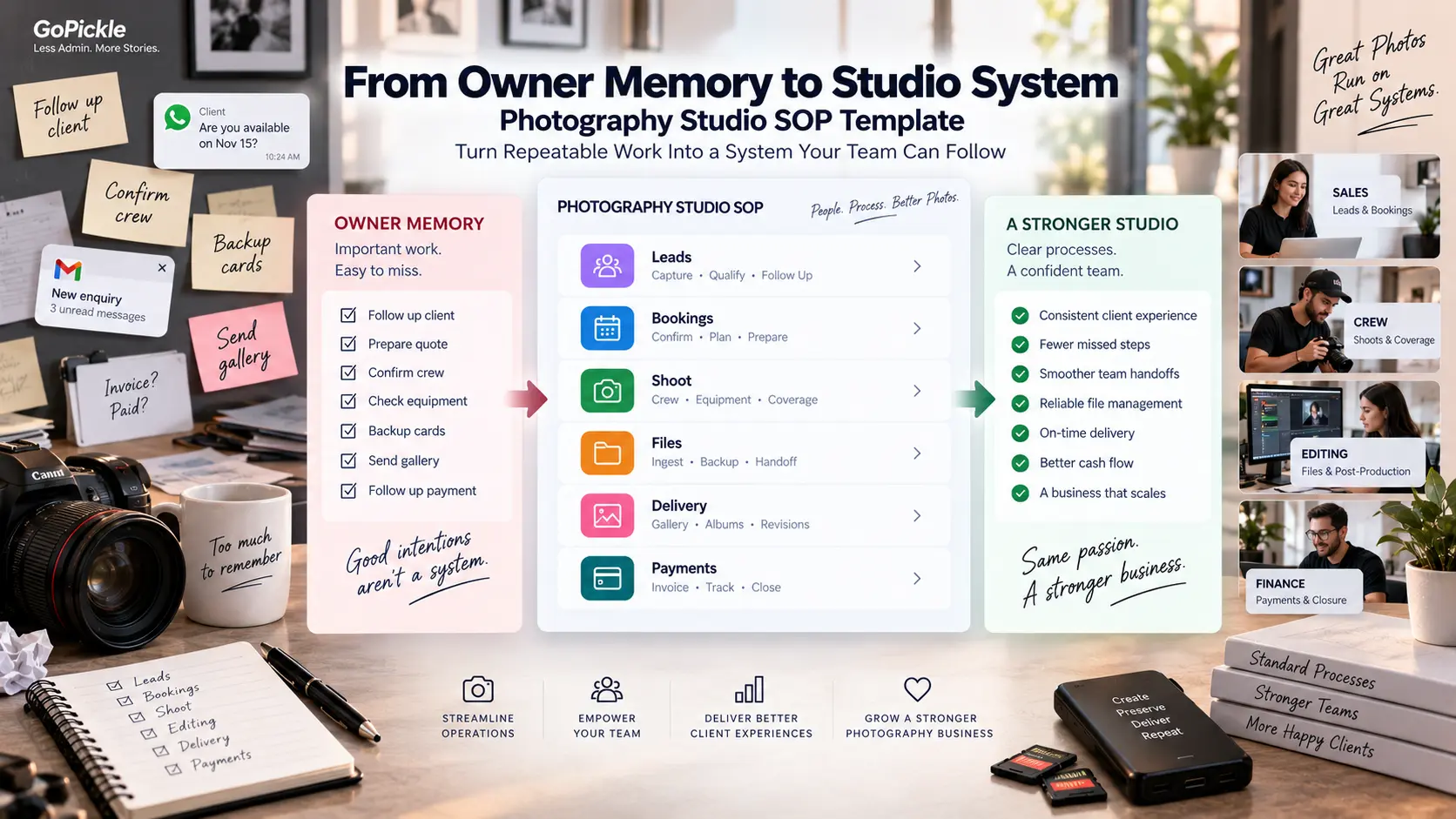 Photography studio SOP and checklist comparison using a file ingest and backup workflow.